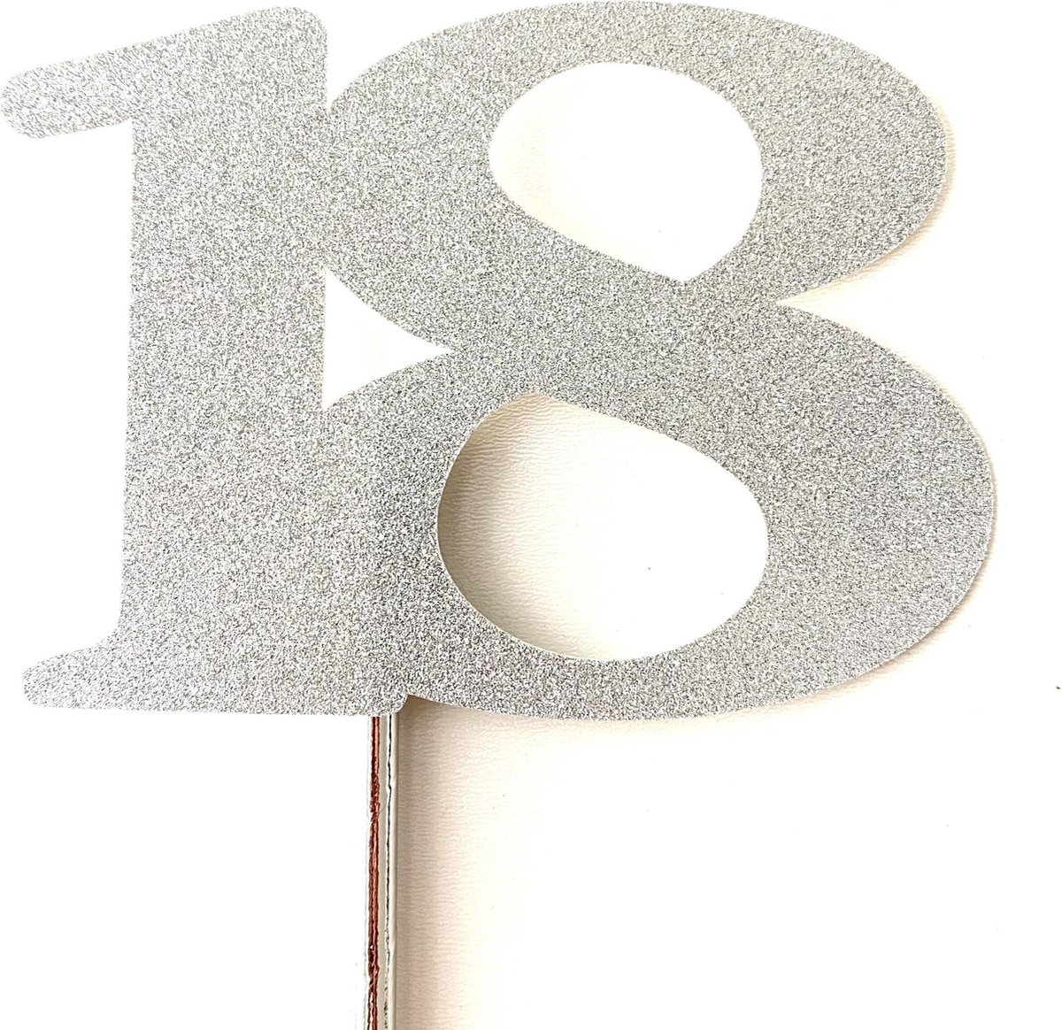 Taarttopper| Cake topper | Taartversiering| Verjaardag| Cijfers | 18 | Zilver glitter|14 cm| karton